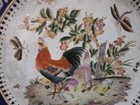 Vintage Hua Rong Tang Zhi Chinese Rooster Charger Plate Blue Gold Crackle Glaze