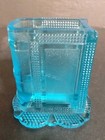 Antique Adams   Co Rare Turquois Glass Toothpick Match Holder Book Shaped 3 1 8 