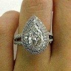 4 Ct Pear Shape Lab Created Diamond Halo Engagement Ring 14k White Gold Plated