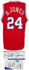 Bobby Jones  76ers  Signed Red Custom Basketball Jersey W hof 19 - schwartz Coa 