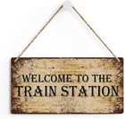 Vintage 6x12 Inches Train Station Wooden Sign - Perfect Home And Office Decor