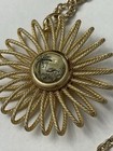 Vtg Mid Century Gold Tone West Germany Starburst Flamingo Palm Tree Necklace 