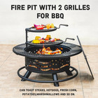 Panovue 36 Inch Fire Pit With 2 Cooking Grates  Outdoor Wood Burning Bbq Grill F