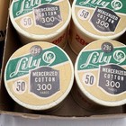Vtg Lily Sewing Thread Box Shelby Nc 12 Spools White Mercerized Cotton Usa Nos