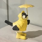 Cute Decor Bird Figurine In Raincoat And Umbrella Plastic Contemporary 7 75 