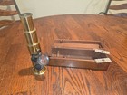 Antique Brass Field Microscope W  Box   Slides