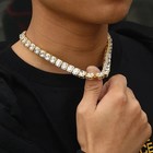 39 Ctw Created Round Cut Diamond Tennis Women s Necklace 14k Yellow Gold Plated