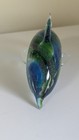 Beautiful 8  Glass Dolphin Blue   Green Swirl Paperweight Statue Figure Euc 