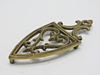 Vtg Antique Gold Color Heart Cast Brass Trivet  Pot   Sad Flat Iron Rest   tv