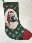 Boxer Dog W  Santa Hat Christmas Stocking Tapestry Style Linda Picken