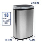 13 Gallon Touchless Kitchen Trash Can With Lid  Stainless Steel  50l Bin
