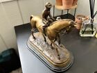 Delaware Park Bronze Horse Statue Sculpture Equestrian Jockey Marble Base