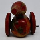 Vintage Wooden Duck Pull Along Toy Wobbly Big Red Wheels Distressed Wood