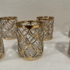 8 Vintage Mid Century Gold Imperial Glass Sortijas De Oro Rocks Whiskey Glasses