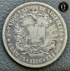 1886 5 Bolivares Venezuela Silver Coin Estados Unidos Venezuela   beautiful Coin 