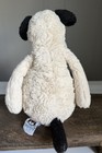 Jellycat Bashful Black White Cream Puppy Dog 12  Plush Medium Stuffed Animal