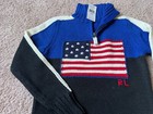Polo Ralph Lauren Boy s Usa American Flag 1 4 Zip Sweater Red White Blue Black M