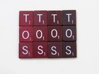 Wood Scrabble Tiles  Maroon Burgundy White Letters  Sold Individual   Separately