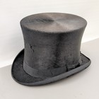 Antique Lamson   Hubbard  Boston  Ma Top Hat - Black Grosgrain  Very Clean