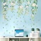 Hanging Leaves Wall Stickers For Bedroom  Green Vine Plants Nature Wall Decals 