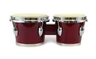 Zenison 7    8   Dark Red Wood Dual Bongo Drum Set Instrument With Tuning Key