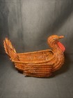 Vintage Wicker Basket Turkey Woven Rattan Thanksgiving Country Rustic Farmhouse