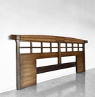 Mcm Walnut   Rush King Size Headboard Mid Century Danish Modern Wood Bed