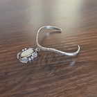Vintage Native American Silver Cuff Bracelet With Dangle Mother Of Pearl Signed 