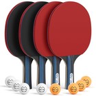 Table Tennis Paddle Set Of 4 With Balls  Professional Ping Pong Rackets For All