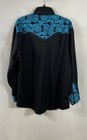 Scully Western Floral Embroidered Snap Button Black Blue Rockabilly Sz L