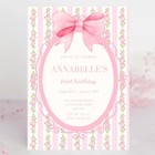 Digital Pink Ribbon Bow Coquette Birthday Party Invitation Personalized Texts 1