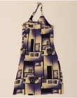 Vintage Womens Halter Dress Uk 14 Large Purple Geometric Cotton Wj14