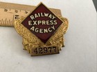 Outstanding  Vintage Railway Express Agency Badge  42977 Brass Enamel 1920s