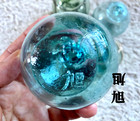 5 Antique Japanese Glass Fishing Floats     Rare Marks     Hand-blown     Blue green
