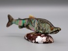 Lloyd Tsalabutie Abalone Shell Zuni Sockeye Salmon Fish Fetish On Magnesite Base