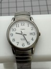 Timex Indiglo Quartz Watch 36mm White Dial Date Silver Expansion Band