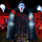 10 Ft Halloween Inflatables Archway With Ghost And Build-in Leds  Black red