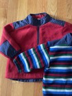 Set Of 2 Baby Gap Red And Stripe Partial Zip Pullover Fleece Size 6-12 Months