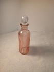 Retro Style Ribbed Rose Glass Decorative 7  Bottle With Stopper New  No Box