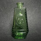 Vintage Wheaton Green Glass Coffin Shaped Poison Bottle Skull   Crossbones Rip