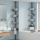 4 Tier Corner Shower Caddy Tension Pole Adjustable Rustproof Bathroom Organizer