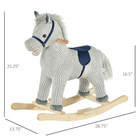 Kids Rocking Horse Plush Ride On Horse Toddler Rocker For 36-72 Months Gray