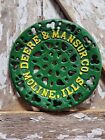 Vintage John Deere   Mansur Co Sign Cast Iron Farm Tractor Advertising Moline Il