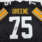 Autographed signed Mean Joe Greene Hof 87 Pittsburgh Black Jersey Jsa Coa