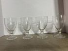 Anchor Hocking Set 4 Bubble Foot Clear Depression Glass Water Goblets Vtg
