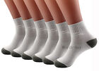 New Mens 6 Pairs Sports White Gray Ankle Quarter Crew Socks Cotton Size 10-13