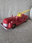 Vintage Louis Marx Co Hard Plastic Red Fire Truck Extension Ladder Toy 1950s   
