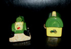 Pair Of Ceramic John Deere Salt   Pepper Shakers Tractor