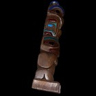Vintage Made In Alaska By Raven Carved Wood Totem Pole Painted