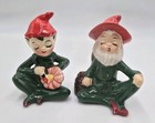 Vintage Pixie Elf Figurines Red Hats Green Outfits Mid Century Japan Christmas 